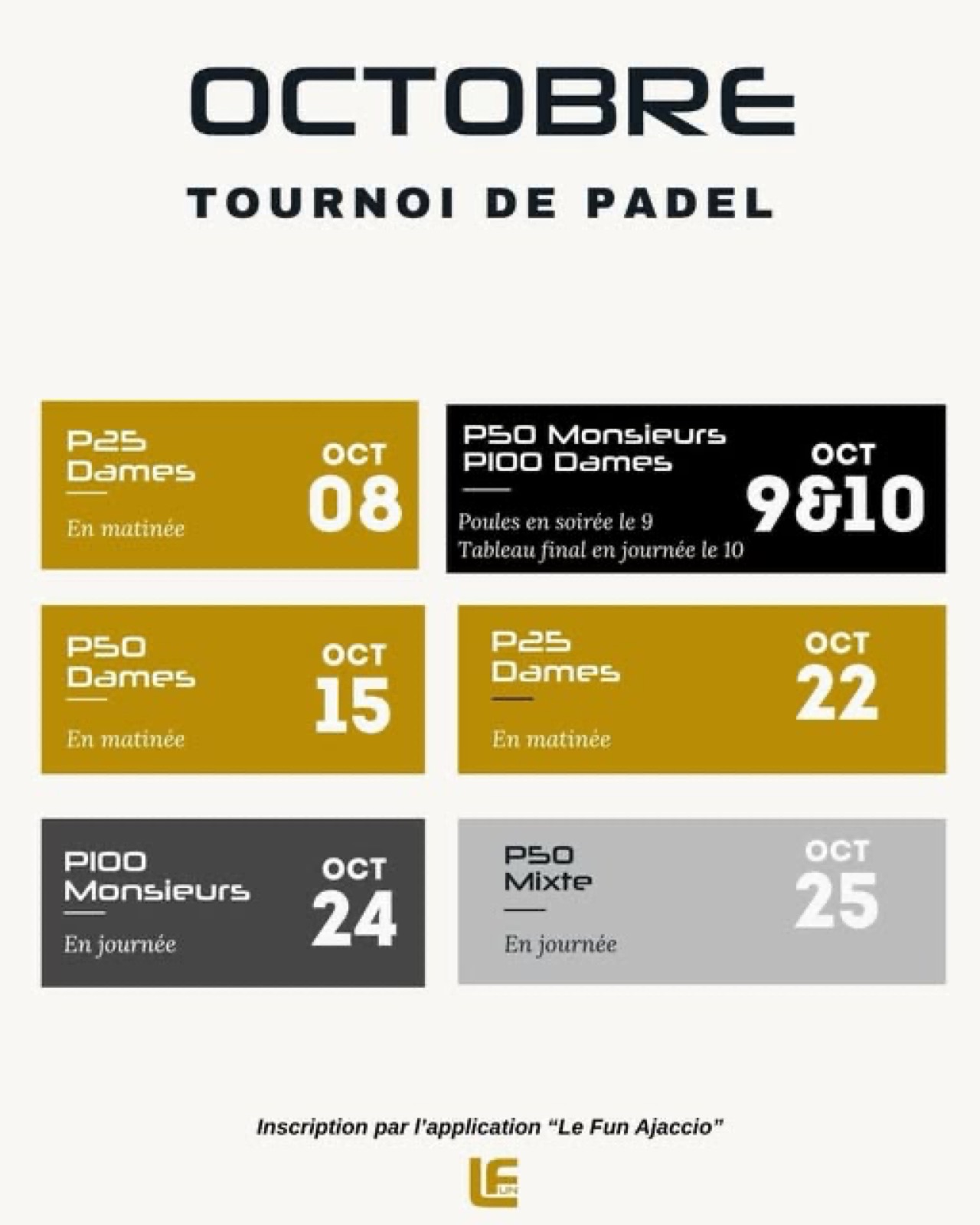 Les tournois de padel d'octobre