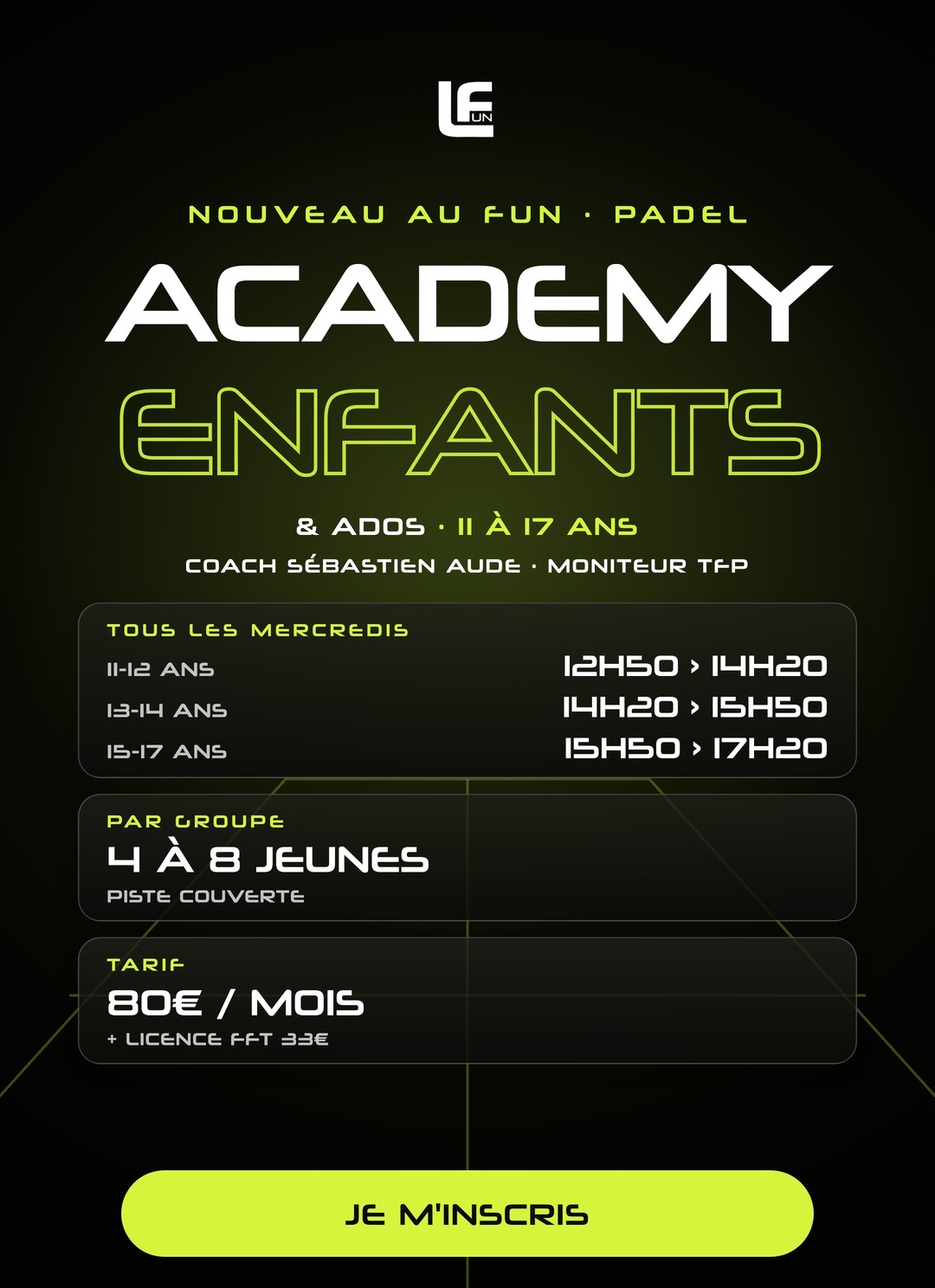 Visuel Academy Padel enfants et ados
